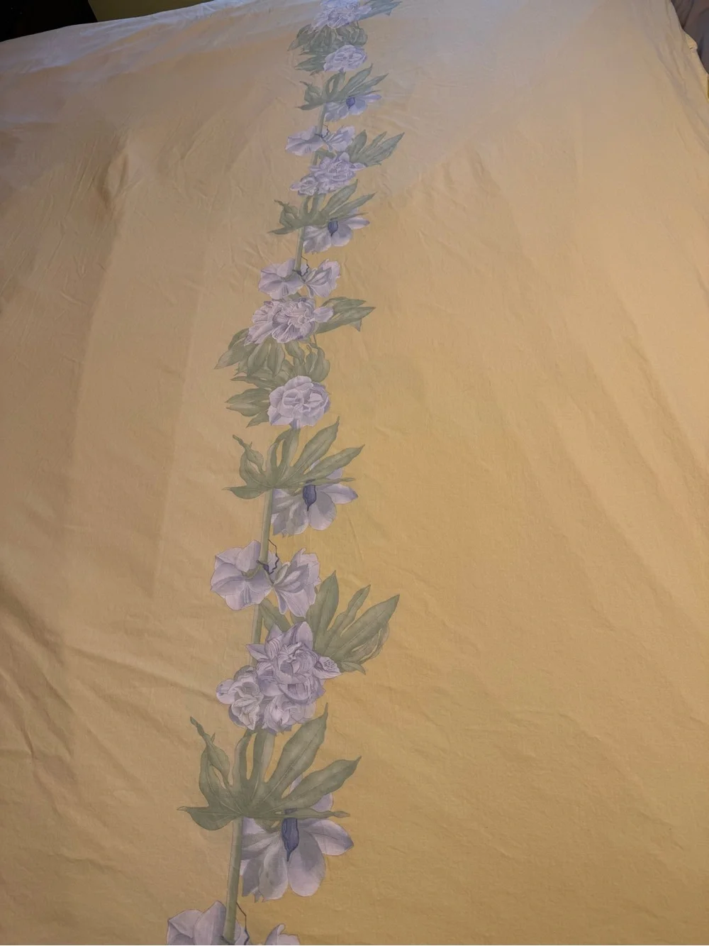 Yves Delorme Queen Duvet Jacinth Yellow Floral Swag Vintage French Cotton EUC